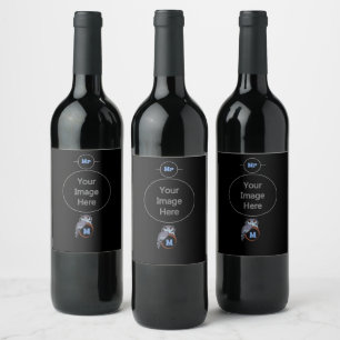 Etiqueta Para Botella De Vino Lechuza de Scop Espantosa Monograma