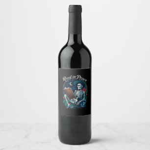 Etiqueta Para Botella De Vino Leer en paz Skeleton Leer libro Lover Bookish