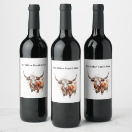 Etiqueta Para Botella De Vino Legado de Longhorn, personalizado  