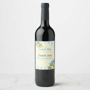 Etiqueta Para Botella De Vino Lemon Blue Main Squeeze Despedida de Soltera