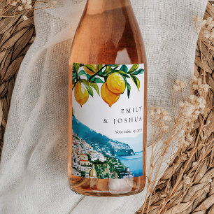 Etiqueta Para Botella De Vino Lemon Citrus Amalfi Coast Boda italiano