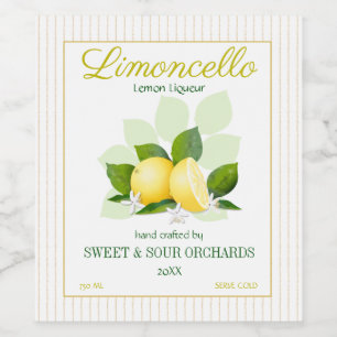Etiqueta Para Botella De Vino Lemon Citrus Fruit Limoncello