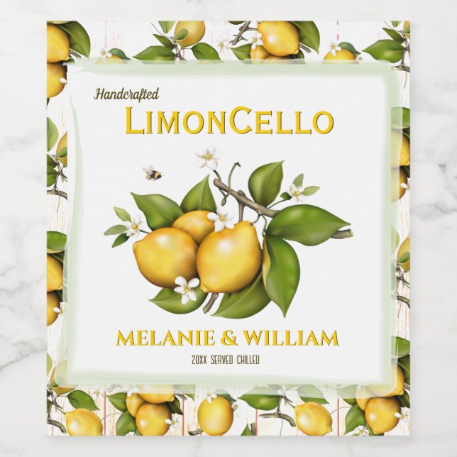 Etiqueta Para Botella De Vino Lemon Fruit Botanical (Etiqueta única)