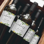 Etiqueta Para Botella De Vino Lemones y hojas amarillas de color acuático modern<br><div class="desc">Lemones y hojas amarillas de color acuático moderno</div>