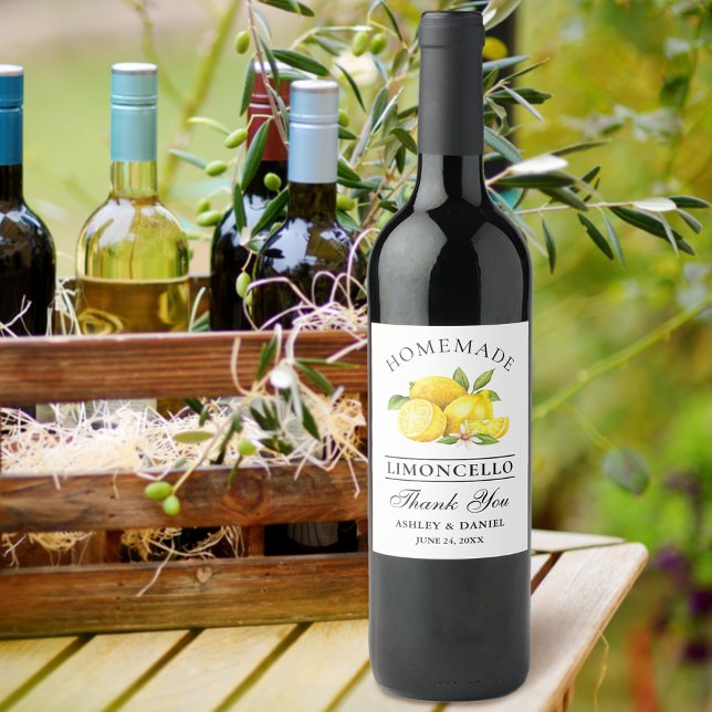 Etiqueta Para Botella De Vino Lemons Limoncello Gracias Botellas (Customize to change text size, color or text style.)