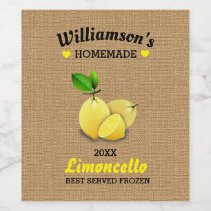 Etiqueta Para Botella De Vino Lemons Limoncello Rustic Burlap