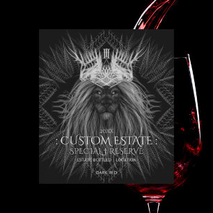 Etiqueta Para Botella De Vino León con monograma de la corona Etiqueta de vino n