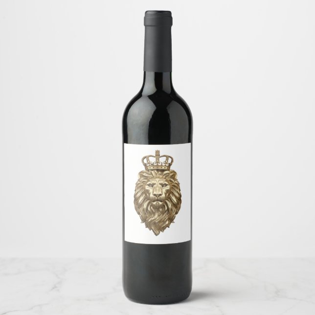 Etiqueta Para Botella De Vino León majestuoso (Anverso)