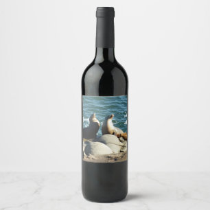 Etiqueta Para Botella De Vino Leones marinos de San Diego