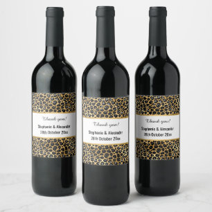 ETIQUETA PARA BOTELLA DE VINO LEOPARD GOLD PERSONALIZADO