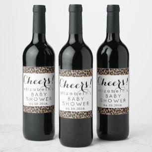 Etiqueta Para Botella De Vino Leopard Print, Spots, Brown Leopard, Baby Shower