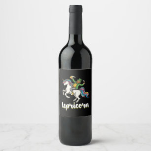 Etiqueta Para Botella De Vino Lepricorn Leprechaun Unicorn San Patricio