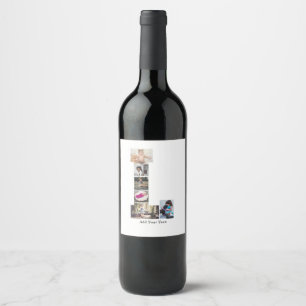 Etiqueta Para Botella De Vino Letra negra y blanca L Collage de fotos