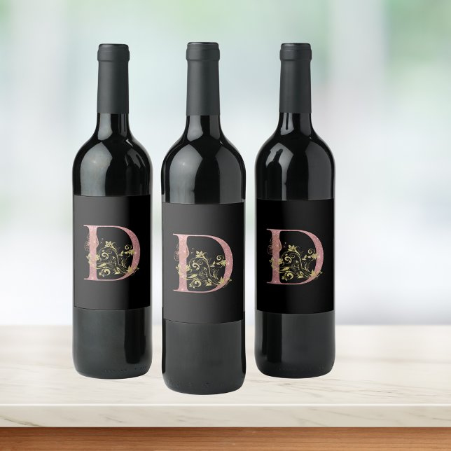Etiqueta Para Botella De Vino Letra Purpurina rosa brillante D (Subido por el creador)