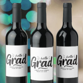 Etiqueta Para Botella De Vino Letra Script Moderna Negra y Blanca a Mano