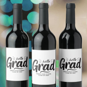 Etiqueta Para Botella De Vino Letra Script Moderna Negra y Blanca a Mano