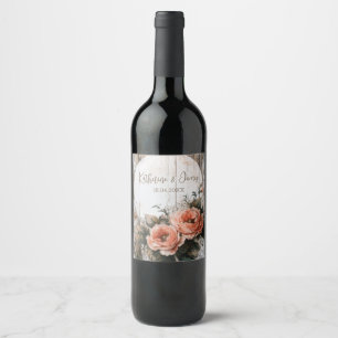 Etiqueta Para Botella De Vino Letrero de Boda Rústico con Nombres y Fecha Person