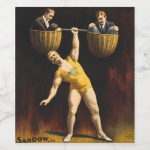 Etiqueta Para Botella De Vino Levantador de pesas Eugen Sandow Vaudeville