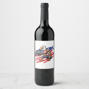 Etiqueta Para Botella De Vino levantamiento de pesas patriótico águila calva EEU