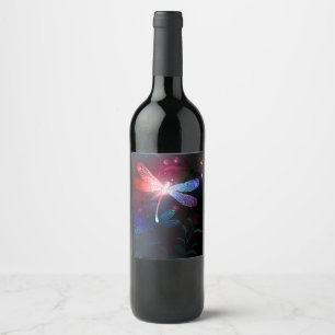 Etiqueta Para Botella De Vino Libélula roja brillante