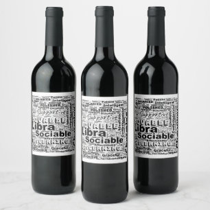 Etiqueta Para Botella De Vino Libra Zodiac Word Cloud Inspiración