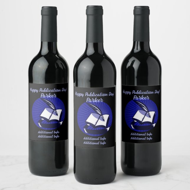 Etiqueta Para Botella De Vino Libro Azul Y Cuencas (Botellas)