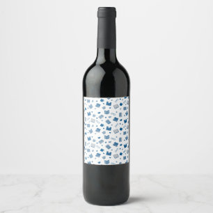 Etiqueta Para Botella De Vino Libro azul y patrón de lectura