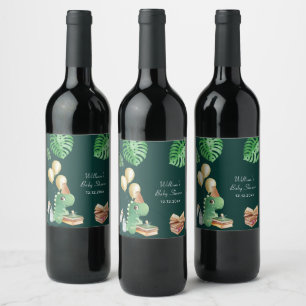 Etiqueta Para Botella De Vino Libro de Historias de Dinosaurio Verde Rawr Globo 