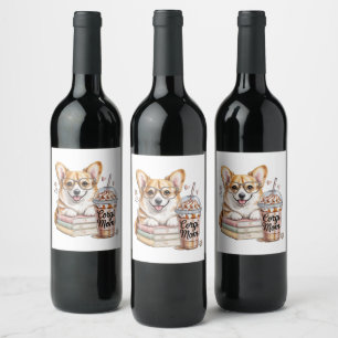Etiqueta Para Botella De Vino Libros de Corgis y café helado para perro