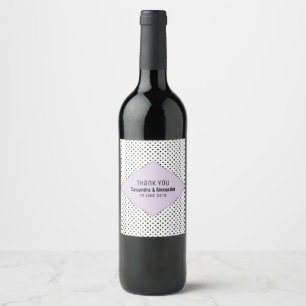 Etiqueta Para Botella De Vino Lilac Boda de puntos modernos de polka