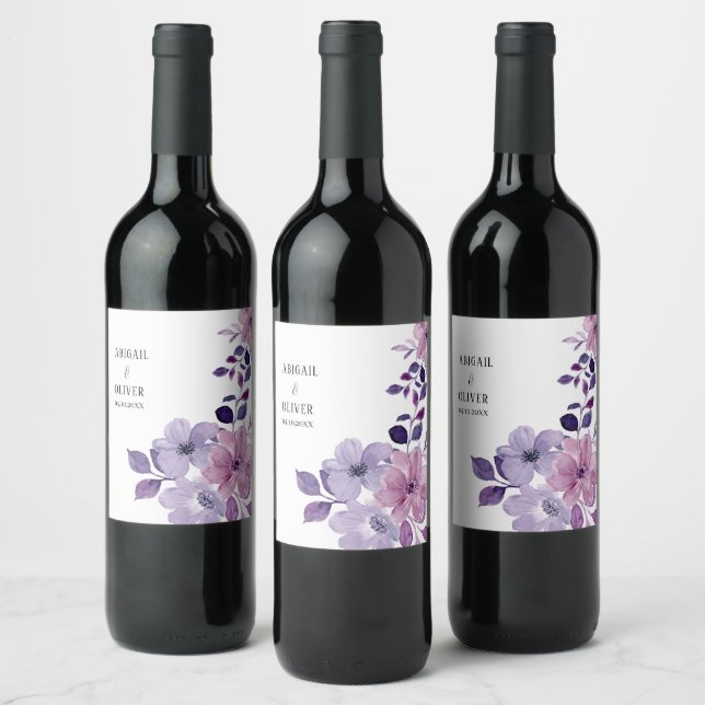 Etiqueta Para Botella De Vino Lilac Boda Floral (Botellas)