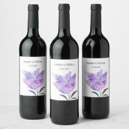 Etiqueta Para Botella De Vino Lilac Flowers Watercolor Floral Wedding