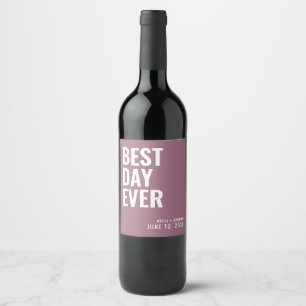 Etiqueta Para Botella De Vino Lilac Mejor Día Moderno Etiqueta de Vino Boda