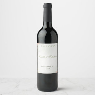 Etiqueta Para Botella De Vino Lilias Rosadas Elegantes y Marco Geométrico Dorado