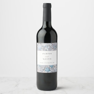 Etiqueta Para Botella De Vino Lilios Dorados Vintage William Morris Boda