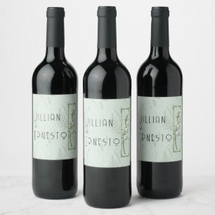 Etiqueta Para Botella De Vino Lily of Valley con Ferns    Verde claro