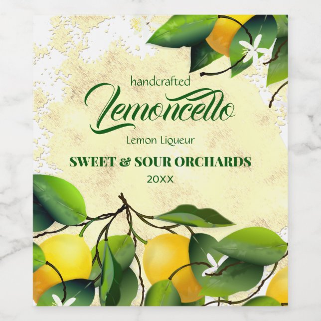 Etiqueta Para Botella De Vino Limon Citricos Fruta Limoncello (Etiqueta única)