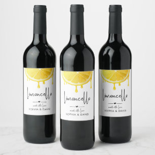 Etiqueta Para Botella De Vino Limoncello Acuarela Limón Hecho Con Amor