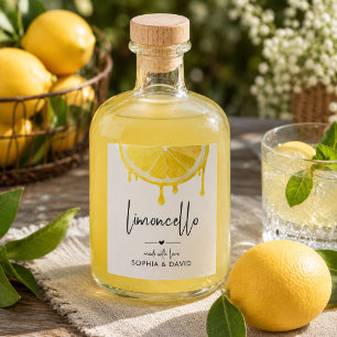 Etiqueta Para Botella De Vino Limoncello Acuarela Limón Hecho Con Amor