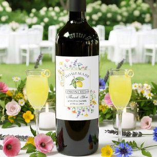 Etiqueta Para Botella De Vino Limoncello Bodas de Flores Silvestres Acuarela