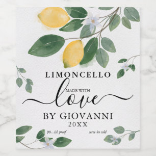 Etiqueta Para Botella De Vino Limoncello de limón botánico elegante hecho con am