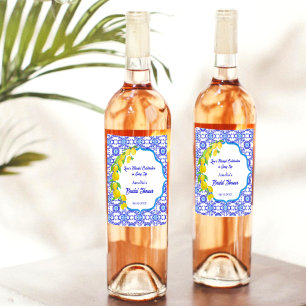 Etiqueta Para Botella De Vino Limoncillos Acuarela Amalfi Bridal Shower Bliss