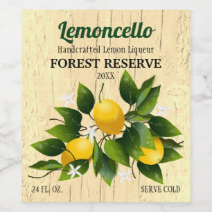 Etiqueta Para Botella De Vino Limononcello Fruta de Limón