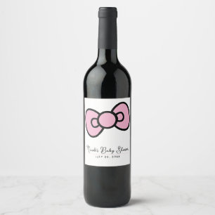 Etiqueta Para Botella De Vino Lindo lazo rosa caprichoso fiesta de cumpleaños ba