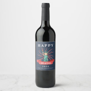 Etiqueta Para Botella De Vino Lindo Patriótico Rojo Blanco Y Azul 4 De Julio