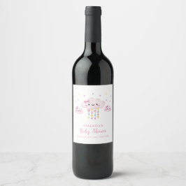 Etiqueta Para Botella De Vino Lindo y colorido Raindrop Squerido Baby Shower