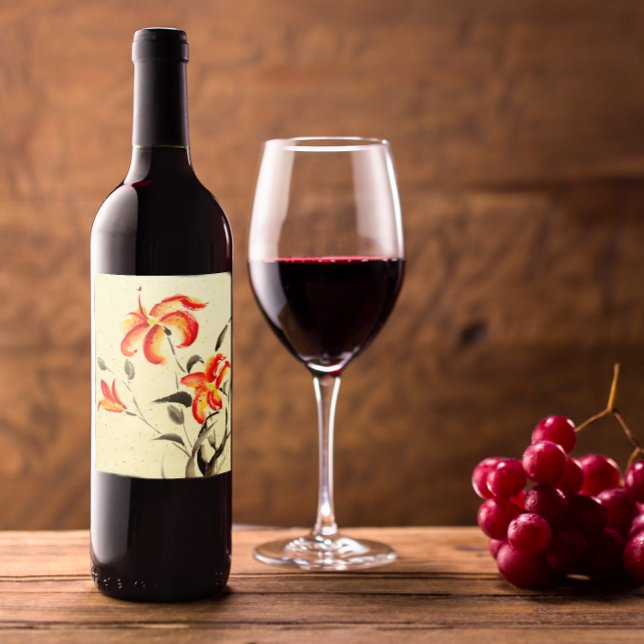 Etiqueta Para Botella De Vino Lirio tigre - rojo (Subido por el creador)