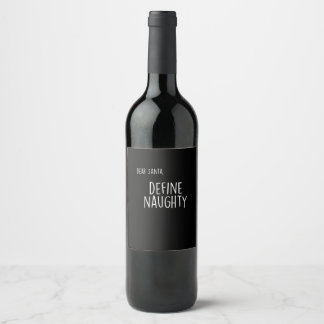Etiqueta Para Botella De Vino Lista divertida de Navidad: Santa Claus travieso o