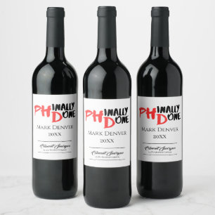 Etiqueta Para Botella De Vino Listo al fin - Diseño de cita de graduación de PHD