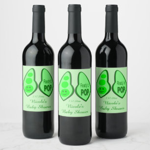 Etiqueta Para Botella De Vino Listo para usar Baby Shower preñado verde